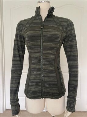 Lululemon Define Jacket Dark Green Stripe Size 8